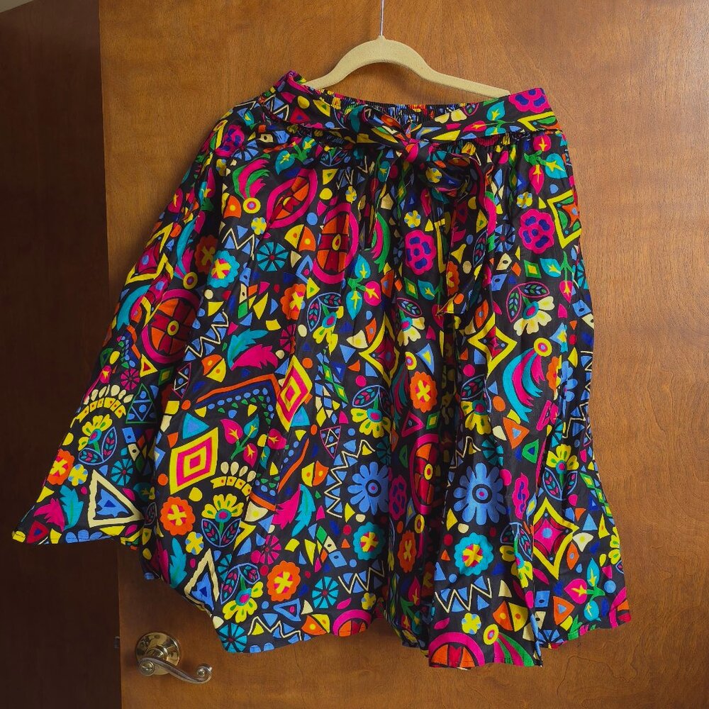Unique Vibrant Colorful Stretch Skirt, Floral, Women's One Size Fits Most